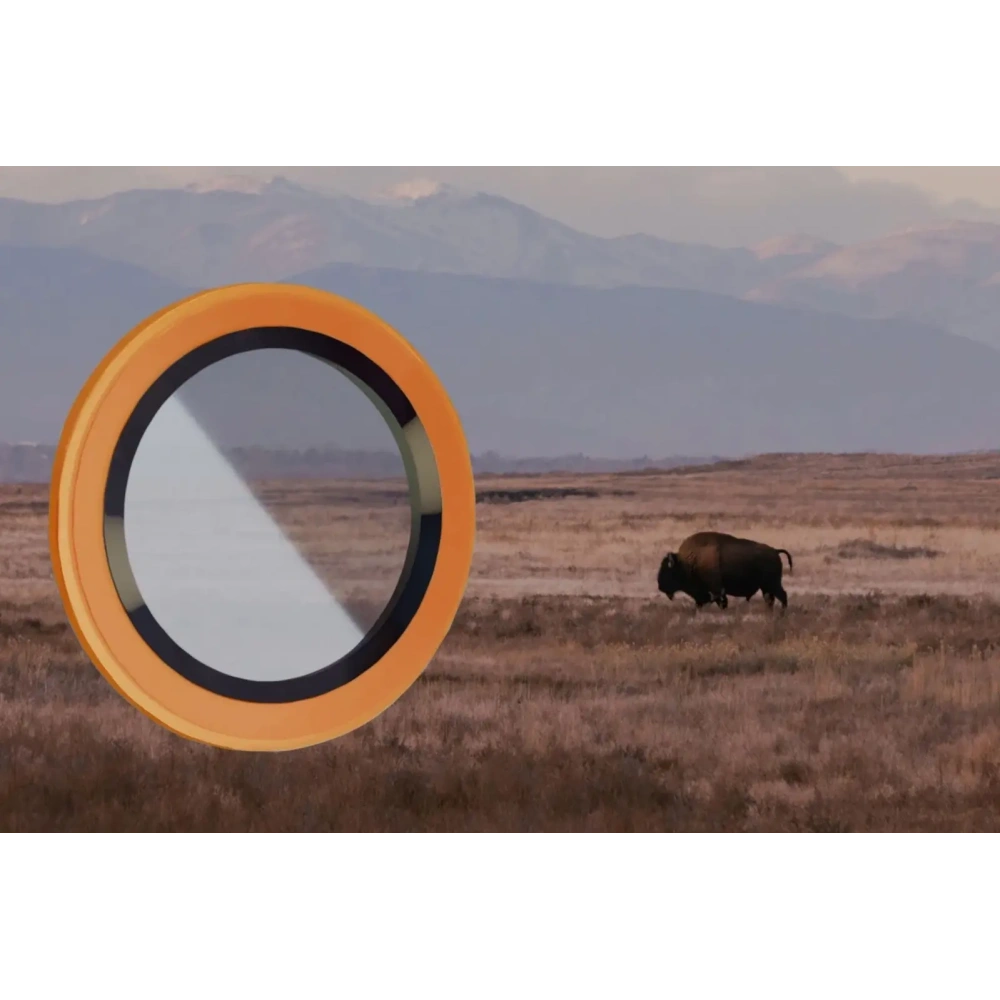 Szkło na aparat z aplikatorem Bizon Glass Snap Lens do Apple iPhone 17 Pro / 17 Pro Max pomarańczowa ramka