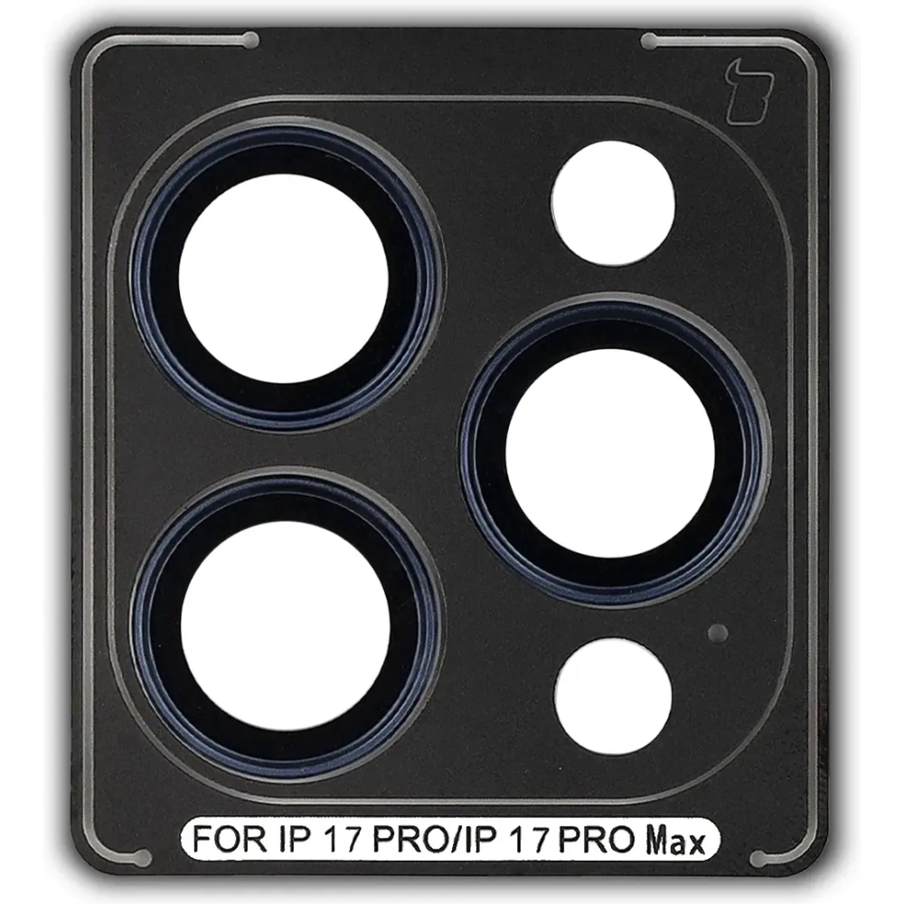 Szkło na aparat z aplikatorem Bizon Glass Snap Lens do Apple iPhone 17 Pro / 17 Pro Max granatowa ramka
