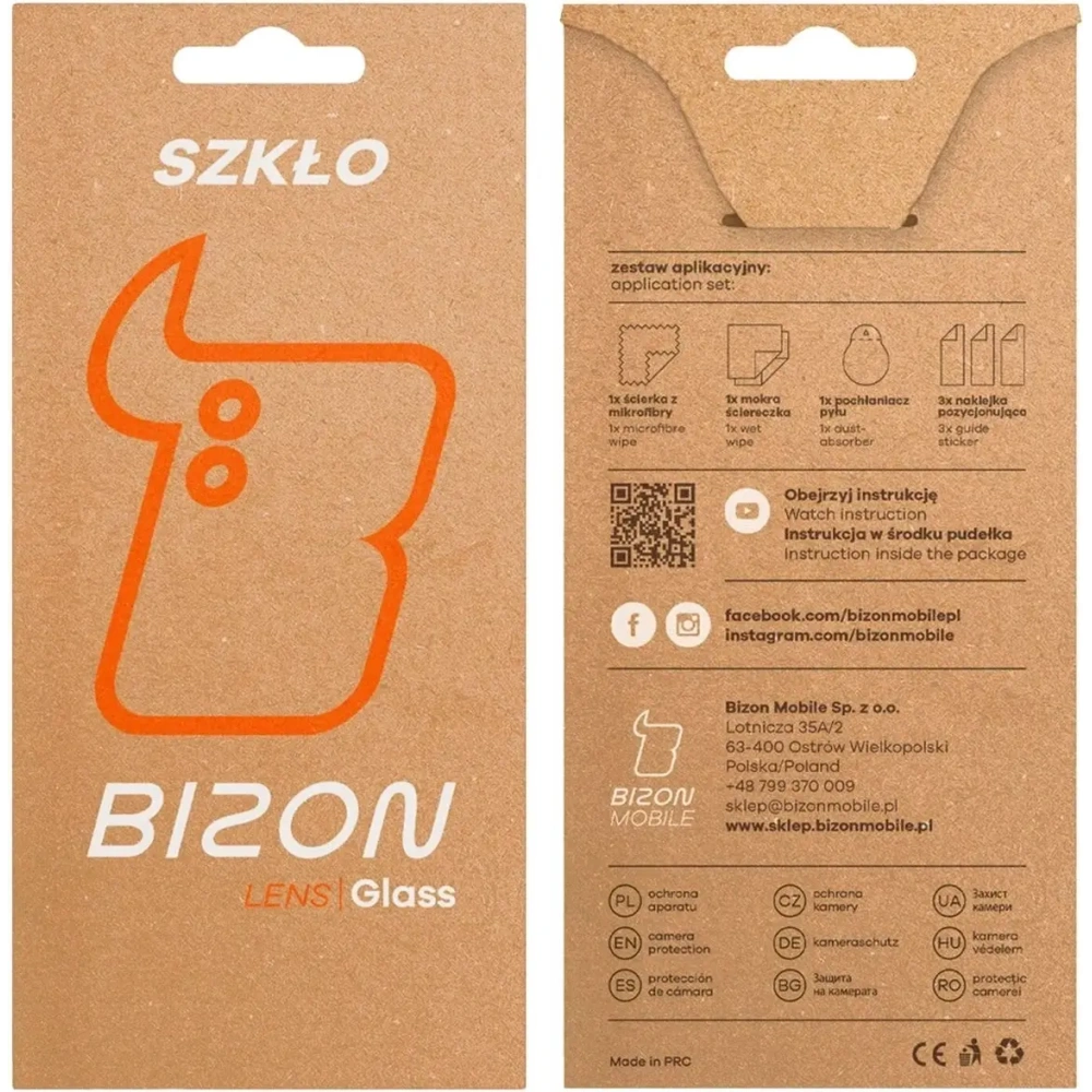 Szkło na aparat z aplikatorem Bizon Glass Snap Lens do Apple iPhone 17 Pro / 17 Pro Max granatowa ramka