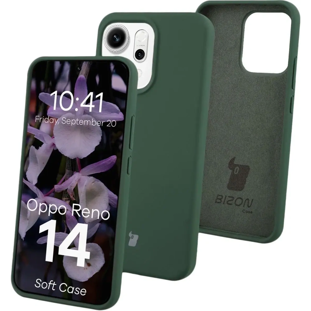 Silikonowe etui Bizon Soft Case do Oppo Reno 14 ciemnozielone
