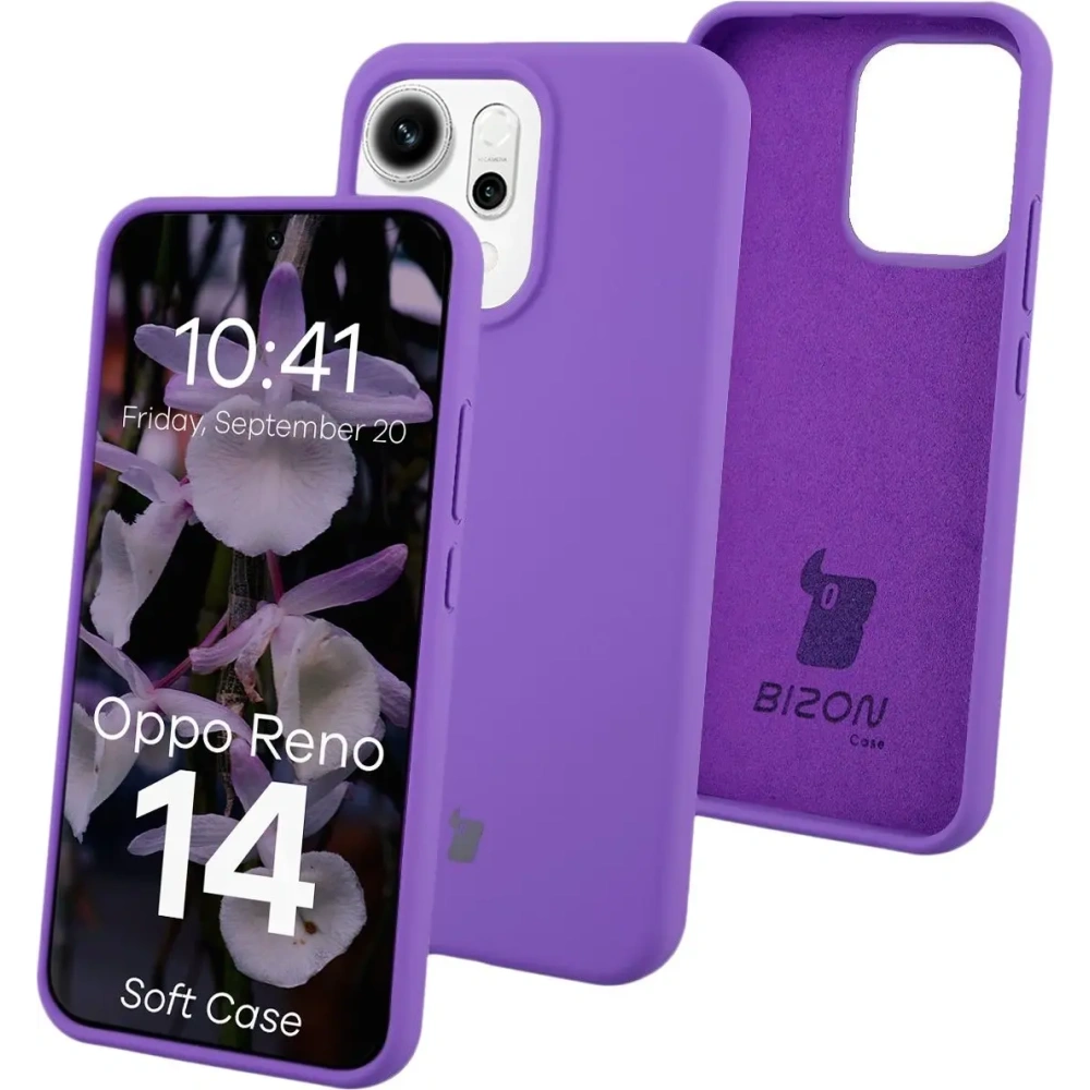 Silikonowe etui Bizon Soft Case do Oppo Reno 14 fioletowe