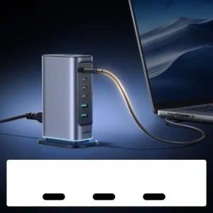 Ładowarka Joyroom JR-TCM02 GaN 65W stacja ładująca 4xUSB-C 2xUSB-A wtyczka UK szara