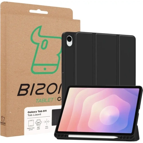 Etui z klapką Bizon Case Tab Lizard do Samsung Samsung Galaxy Tab S11 czarne Etui z klapką Bizon Case Tab Lizard do Samsung Samsung Galaxy Tab S11 czarne