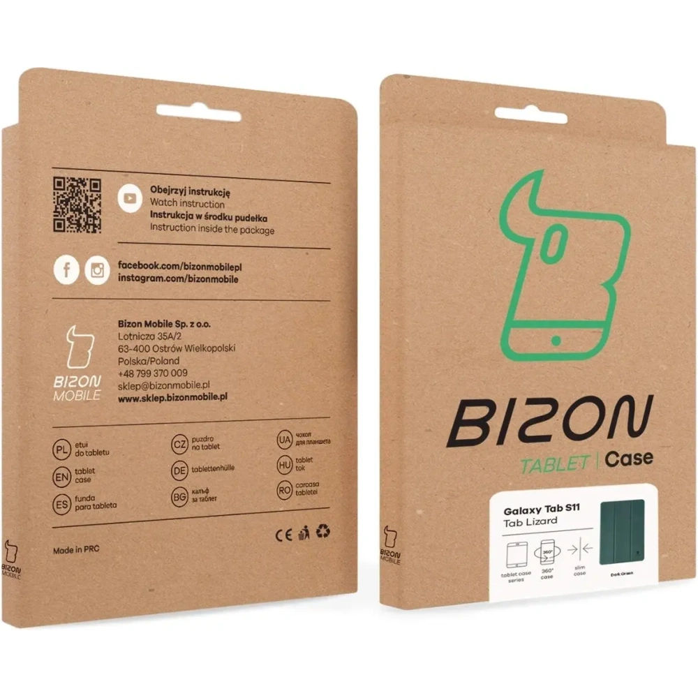 Etui z klapką Bizon Case Tab Lizard do Samsung Samsung Galaxy Tab S11 ciemnozielone