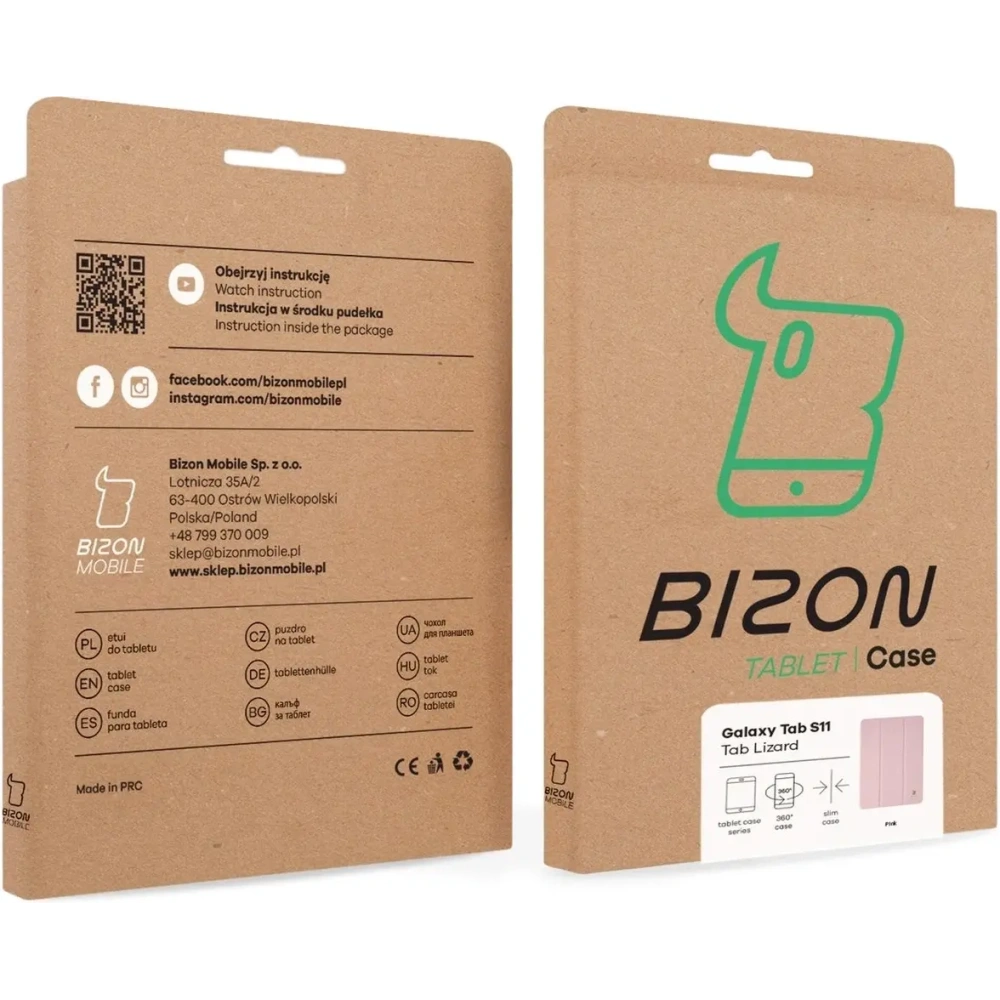 Etui z klapką Bizon Case Tab Lizard do Samsung Samsung Galaxy Tab S11 różowe