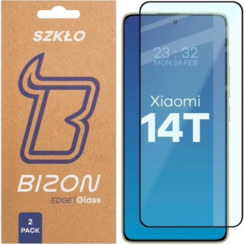 Szkło hartowane Bizon Glass Edge Duo do Xiaomi 14T czarna ramka [2 PACK]