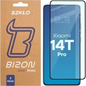 Szkło hartowane Bizon Glass Edge Duo do Xiaomi 14T Pro czarna ramka [2 PACK]