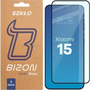 Szkło hartowane Bizon Glass Edge Duo do Xiaomi 15 czarna ramka [2 PACK]