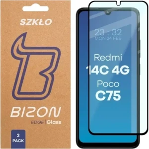 Szkło hartowane Bizon Glass Edge Duo do Xiaomi Redmi 14C 4G / POCO C75 czarna ramka [2 PACK]