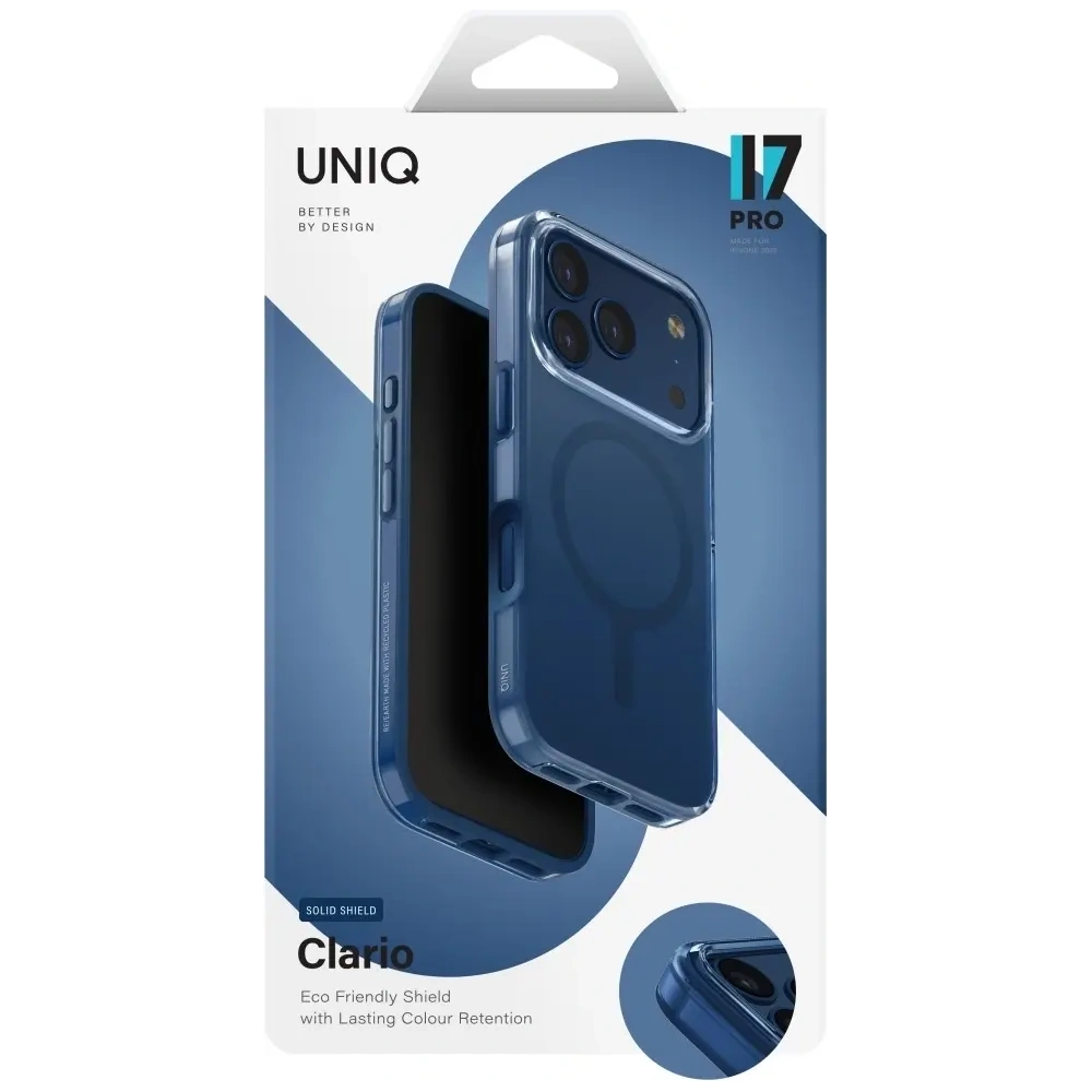 Etui UNIQ Clario do Apple iPhone 17 Pro Magclick Charging niebieski