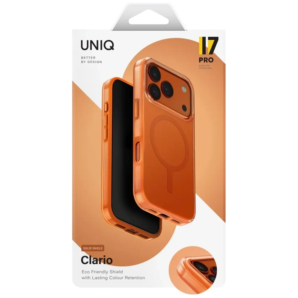 Etui UNIQ Clario do Apple iPhone 17 Pro Magclick Charging pomarańczowy