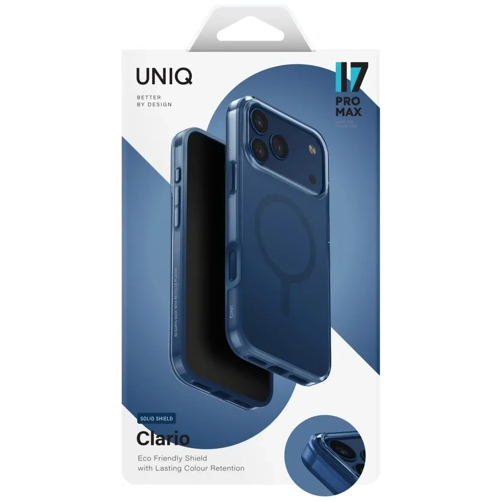 Etui UNIQ Clario do Apple iPhone 17 Pro Max Magclick Charging niebieski