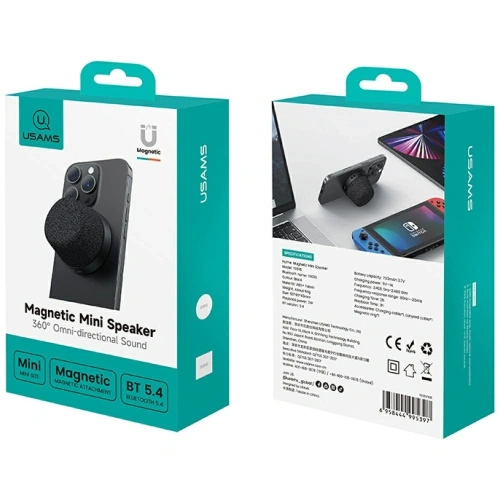 Głośnik magnetyczny USAMS YX016 MagSafe Bluetooth 5.3 czarny Głośnik magnetyczny USAMS YX016 MagSafe Bluetooth 5.3 czarny