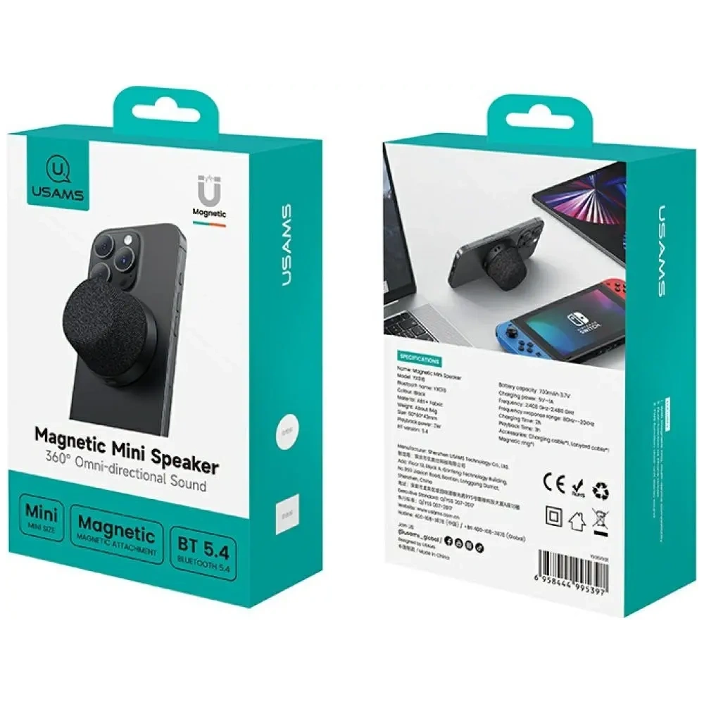 Głośnik magnetyczny USAMS YX016 MagSafe Bluetooth 5.3 czarny