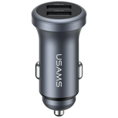 Ładowarka samochodowa USAMS CC320 Aluminium 2.4A 2xUSB-A tarnish