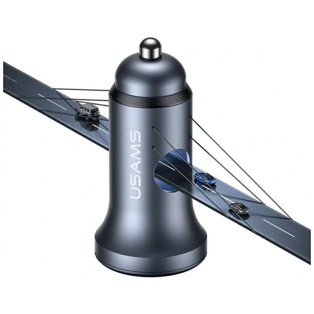 Ładowarka samochodowa USAMS CC320 Aluminium 2.4A 2xUSB-A tarnish