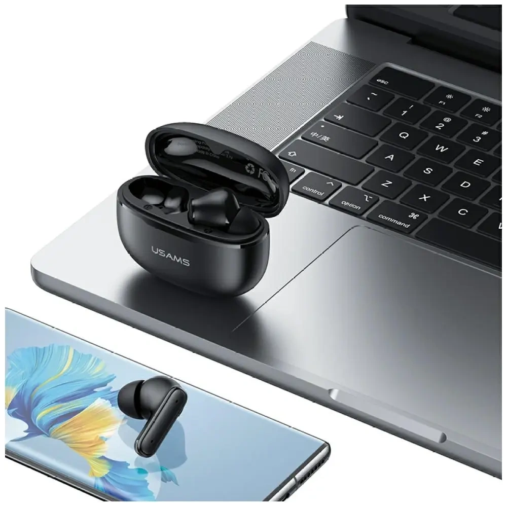 Bezprzewodowe słuchawki dokanałowe TWS USAMS E05 Bluetooth 6.0 czarny