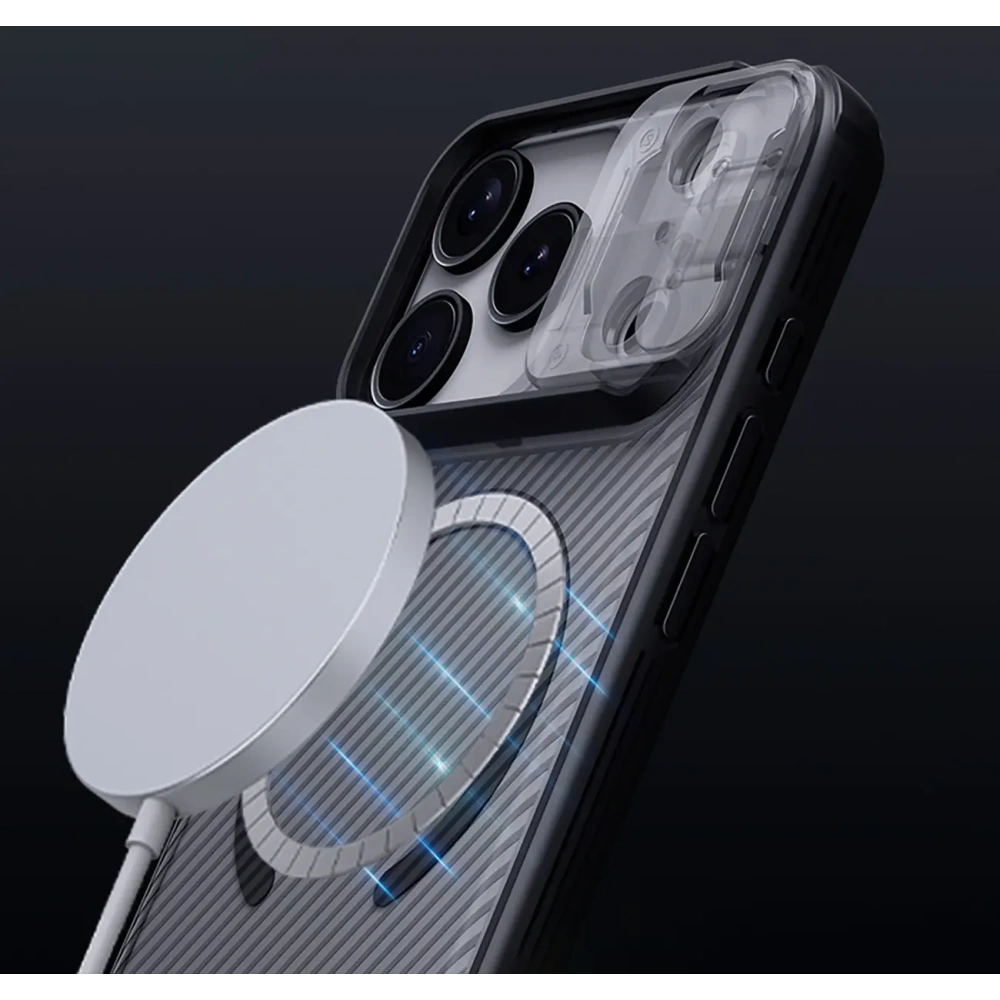 Etui Nillkin CamShield Pro Magnetic Case do Apple iPhone 17 Pro Max półprzezroczyste czarne