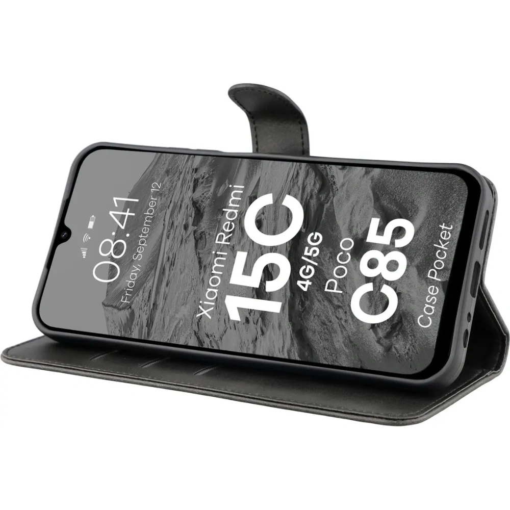 Etui z klapką Bizon Case Pocket do Xiaomi Redmi 15C 4G / 5G / Poco C85 173mm czarne