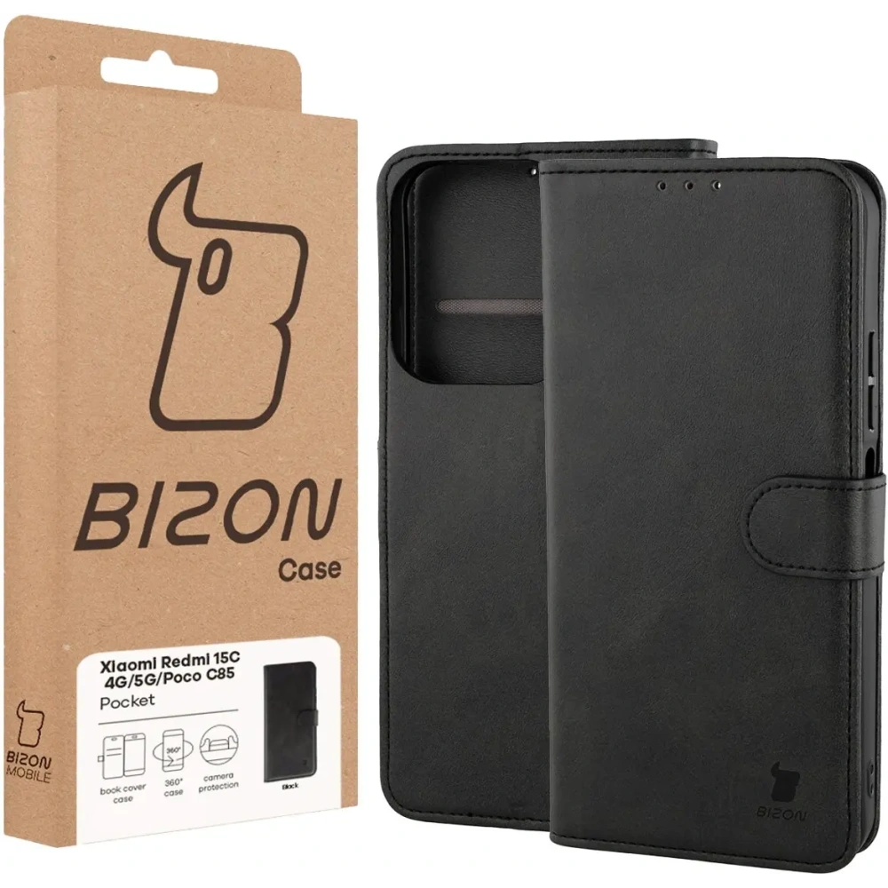 Etui z klapką Bizon Case Pocket do Xiaomi Redmi 15C 4G / 5G / Poco C85 173mm czarne