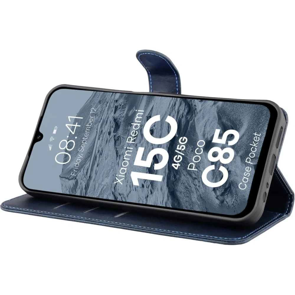Etui z klapką Bizon Case Pocket do Xiaomi Redmi 15C 4G / 5G / Poco C85 173mm granatowe