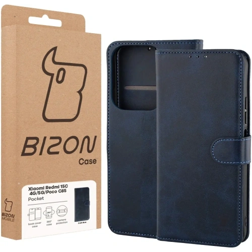 Etui z klapką Bizon Case Pocket do Xiaomi Redmi 15C 4G / 5G / Poco C85 granatowe
