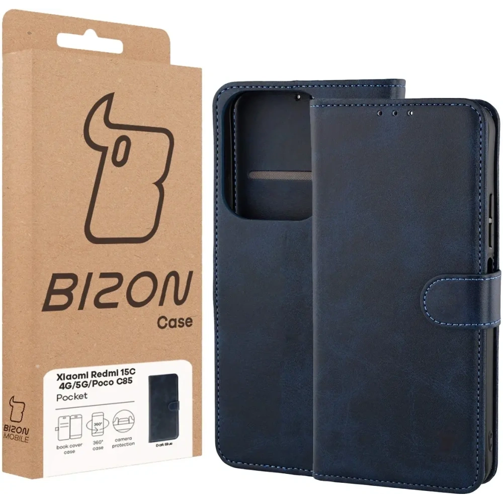 Etui z klapką Bizon Case Pocket do Xiaomi Redmi 15C 4G / 5G / Poco C85 173mm granatowe