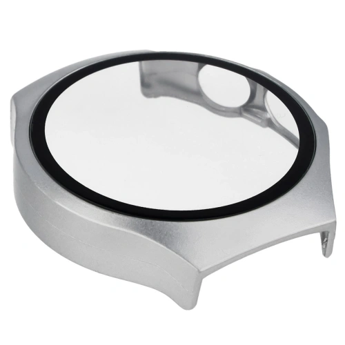 Etui ze szkłem do zegarka Bizon Case+Glass Watch do Huawei Watch 5 42mm satynowe srebrne