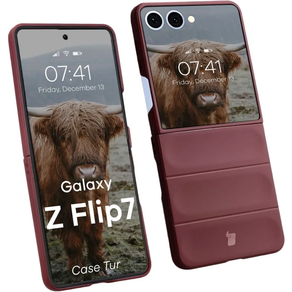 Pancerne etui Bizon Case Tur do Samsung Galaxy Z Flip7 burgundowe