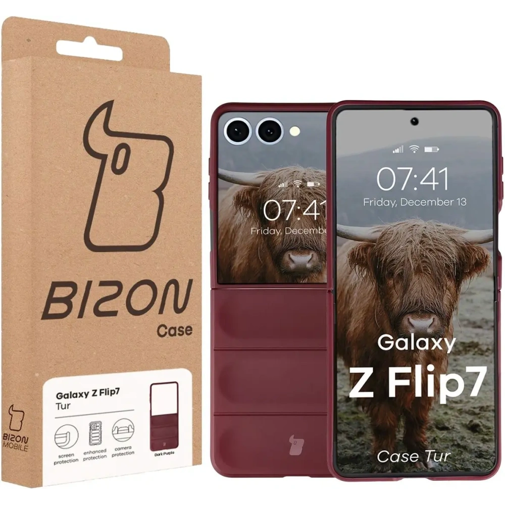 Pancerne etui Bizon Case Tur do Samsung Galaxy Z Flip7 burgundowe