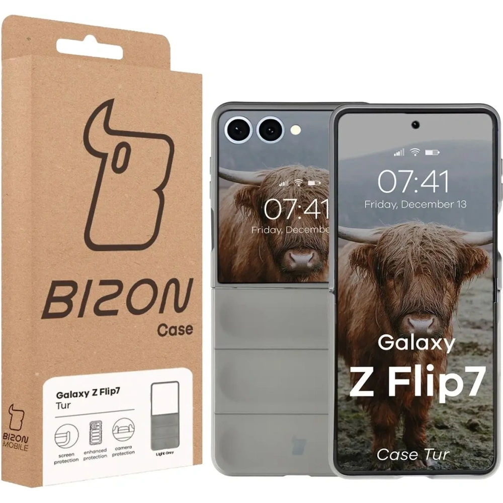 Pancerne etui Bizon Case Tur do Samsung Galaxy Z Flip7 szare