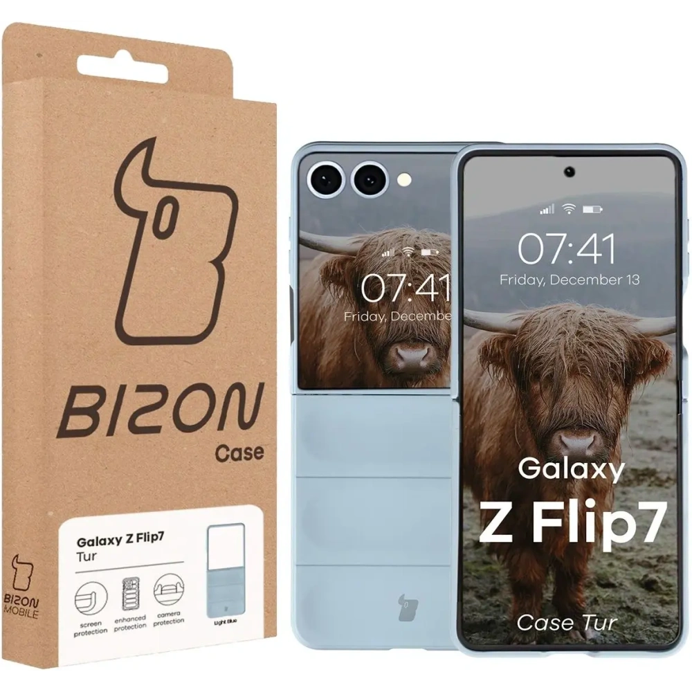 Pancerne etui Bizon Case Tur do Samsung Galaxy Z Flip7 błękitne