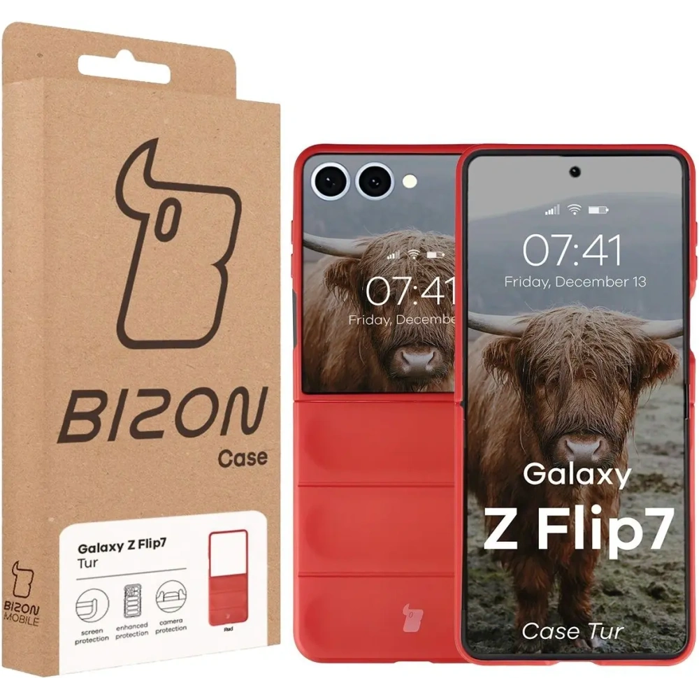 Pancerne etui Bizon Case Tur do Samsung Galaxy Z Flip7 czerwone