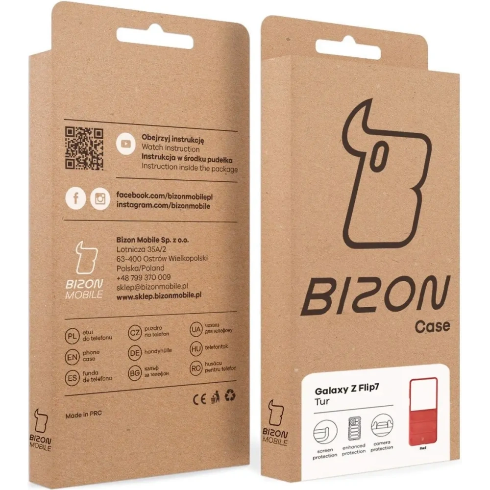 Pancerne etui Bizon Case Tur do Samsung Galaxy Z Flip7 czerwone