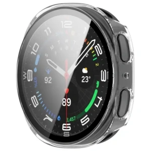 Etui ze szkłem do zegarka Bizon Case+Glass Watch do Samsung Samsung Galaxy Watch 8 44mm przeźroczyste