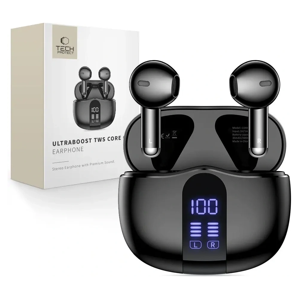 Bezprzewodowe słuchawki douszne Tech-Protect Ultraboost TWS Earphone Core G2 Balck