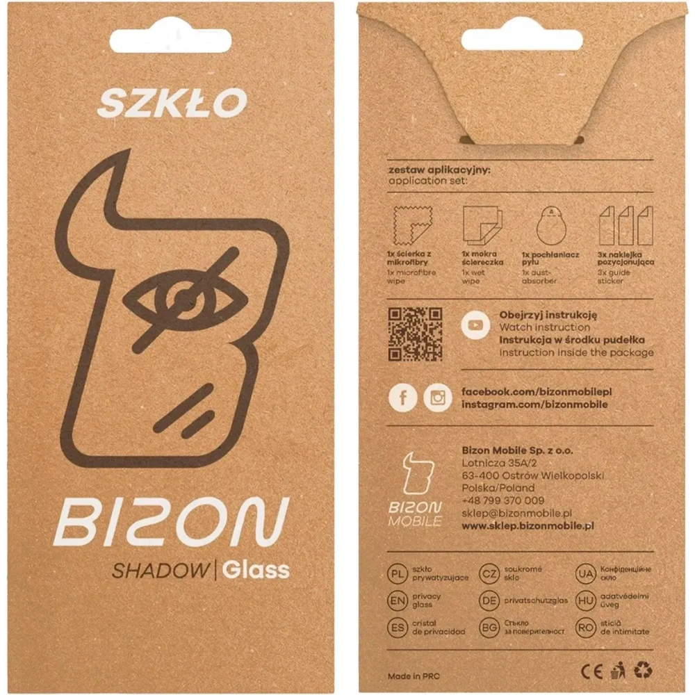 Prywatyzujące szkło hartowane Bizon Glass Clear Shadow do Apple iPhone 17 Pro Max przyciemniane