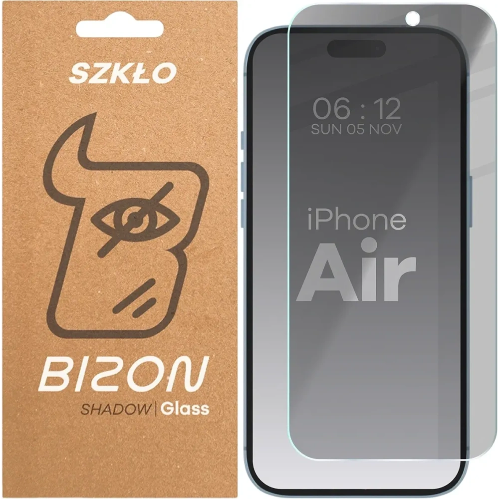 Prywatyzujące szkło hartowane Bizon Glass Clear Shadow do Apple iPhone Air przyciemniane