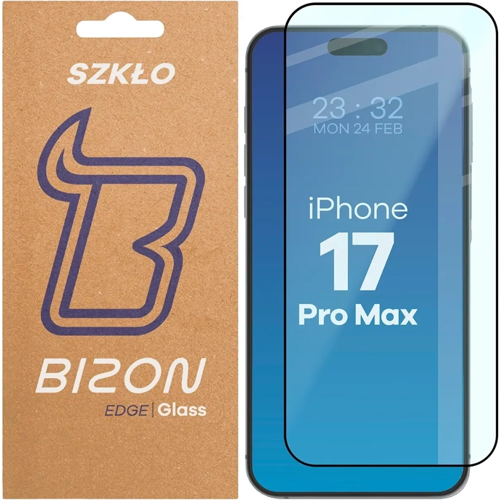 Szkło hartowane Bizon Glass Edge 2 do Apple iPhone 17 Pro Max czarna ramka