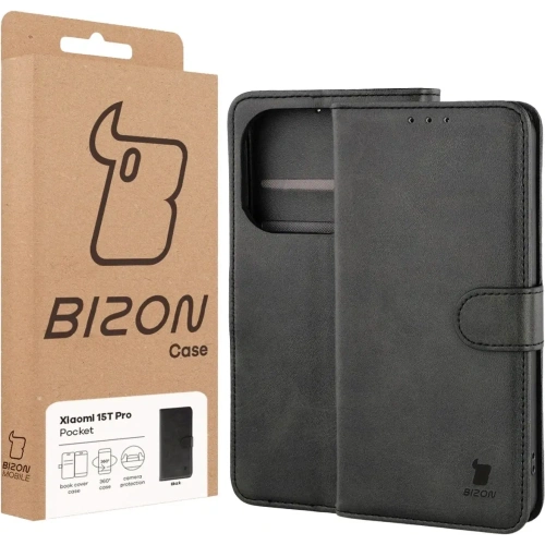 Etui z klapką Bizon Case Pocket do Xiaomi 15T Pro czarne Etui z klapką Bizon Case Pocket do Xiaomi 15T Pro czarne