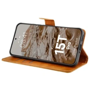 Etui z klapką Bizon Case Pocket do Xiaomi 15T Pro brązowe Etui z klapką Bizon Case Pocket do Xiaomi 15T Pro brązowe