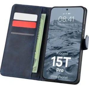 Etui z klapką Bizon Case Pocket do Xiaomi 15T Pro granatowe