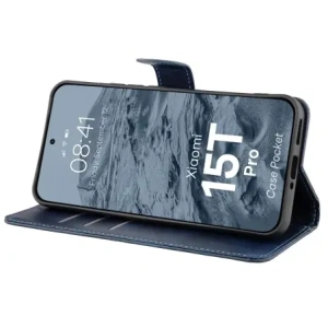 Etui z klapką Bizon Case Pocket do Xiaomi 15T Pro granatowe