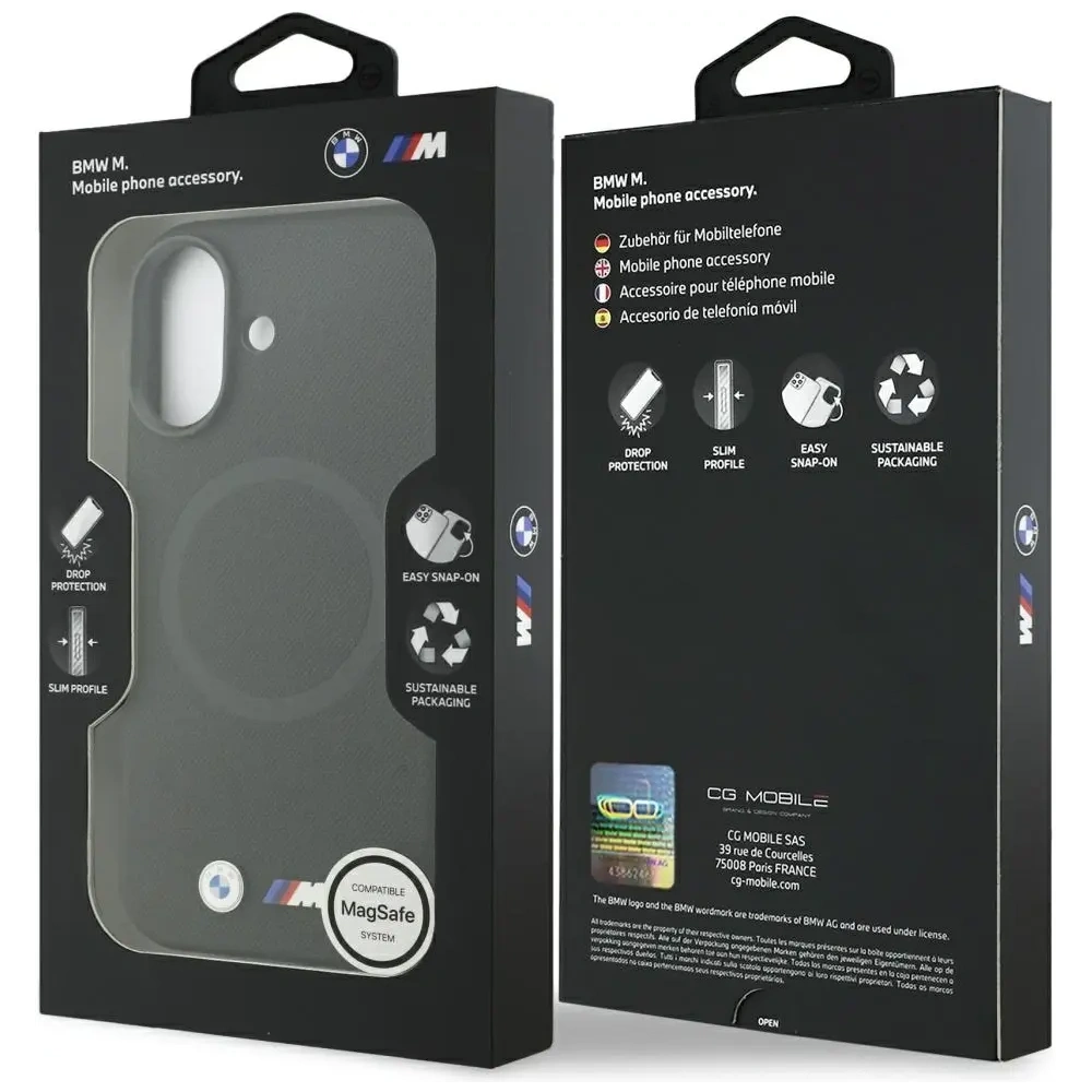 Etui BMW M FW Metal Logo MagSafe do Apple iPhone 17 czarny