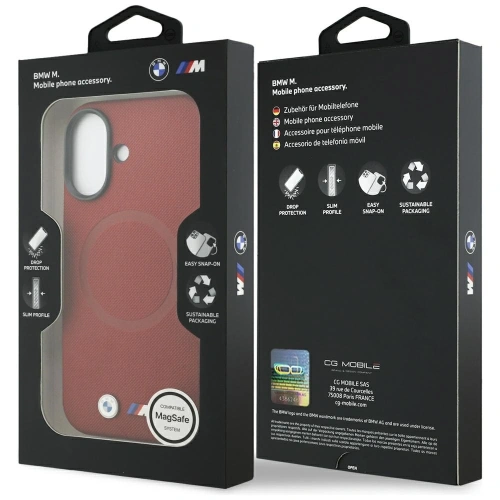 Etui BMW M FW Metal Logo MagSafe do Apple iPhone 17 czerwony