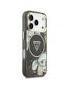 Etui Guess IML Glitter Flowers Triangle MagSafe do Apple iPhone 17 Pro Max czarny