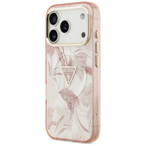 Etui Guess Jungle Tonal Triangle MagSafe do Apple iPhone 17 Pro różowy