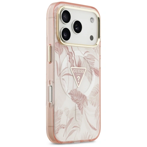 Etui Guess Jungle Tonal Triangle MagSafe do Apple iPhone 17 Pro różowy
