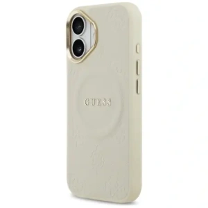Etui Guess Peony Hot Stamp MagSafe do Apple iPhone 17 beżowy