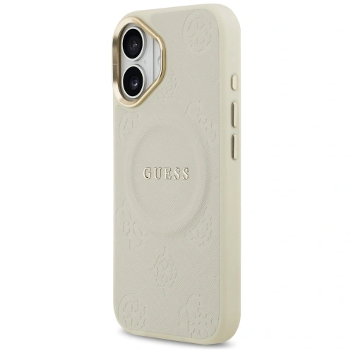 Etui Guess Peony Hot Stamp MagSafe do Apple iPhone 17 beżowy